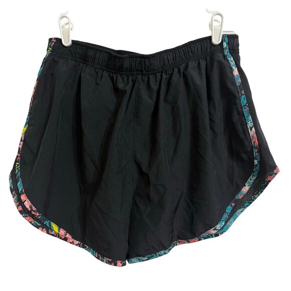 NIKE Dri-Fit Black Women’s XL Activewear Shorts Pink Floral Border Lightweight - Picture 2 of 6